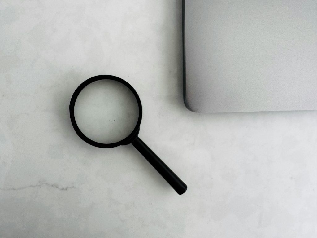 a magnifier glass on a table