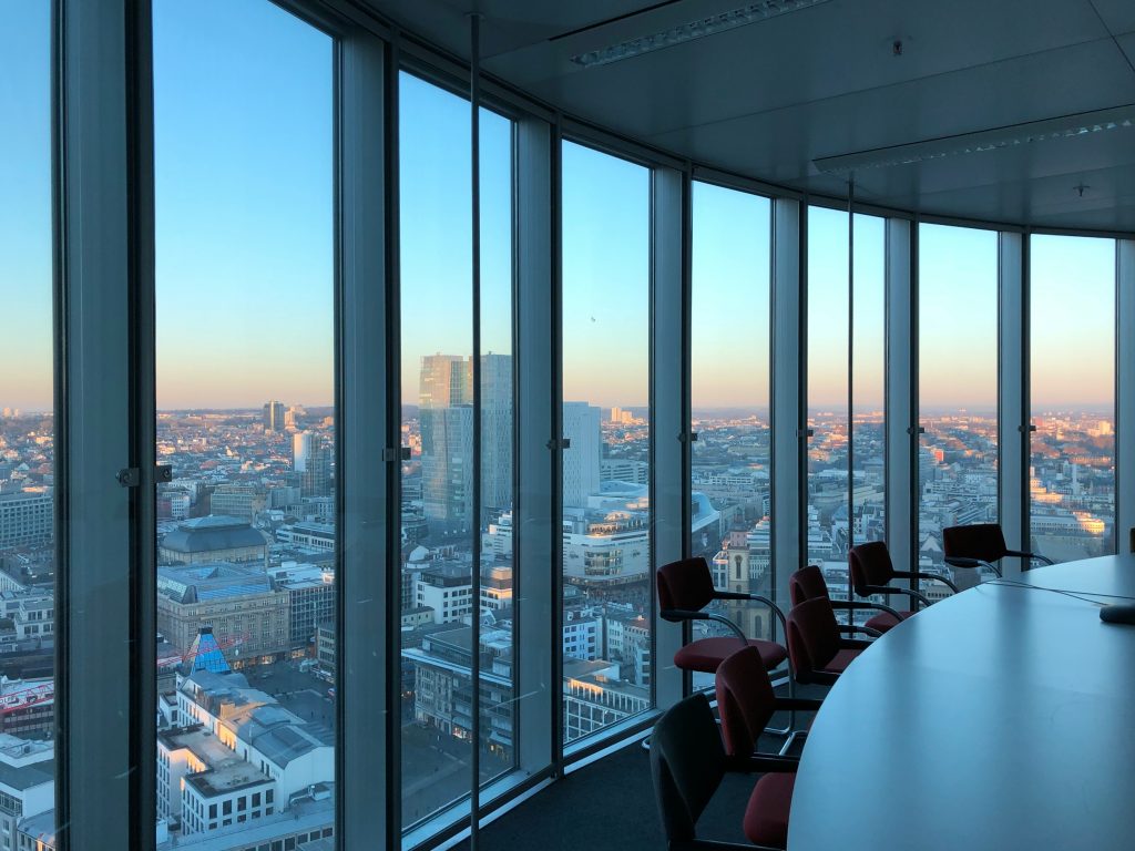 A city view as seen from an office.
