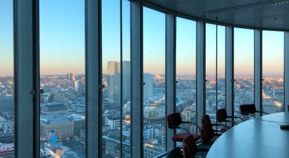 A city view as seen from an office.