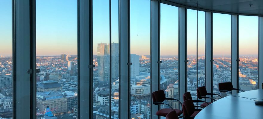 A city view as seen from an office.