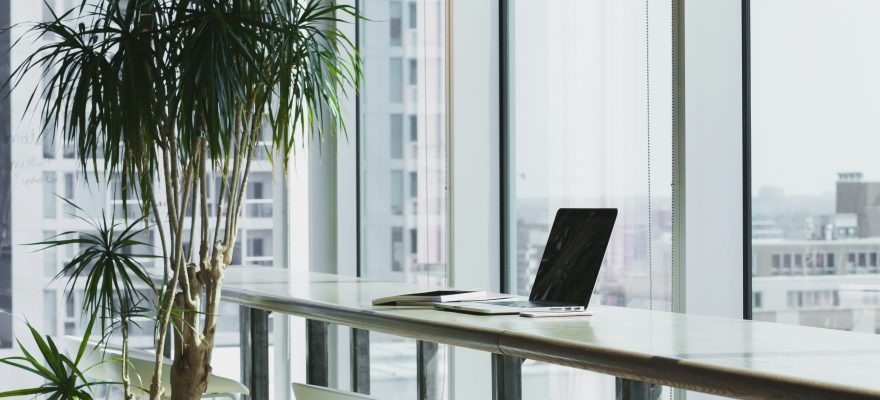 Boş bir ofis alanı, pencere kenarı.