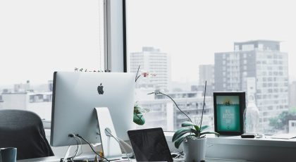 An empty office space.